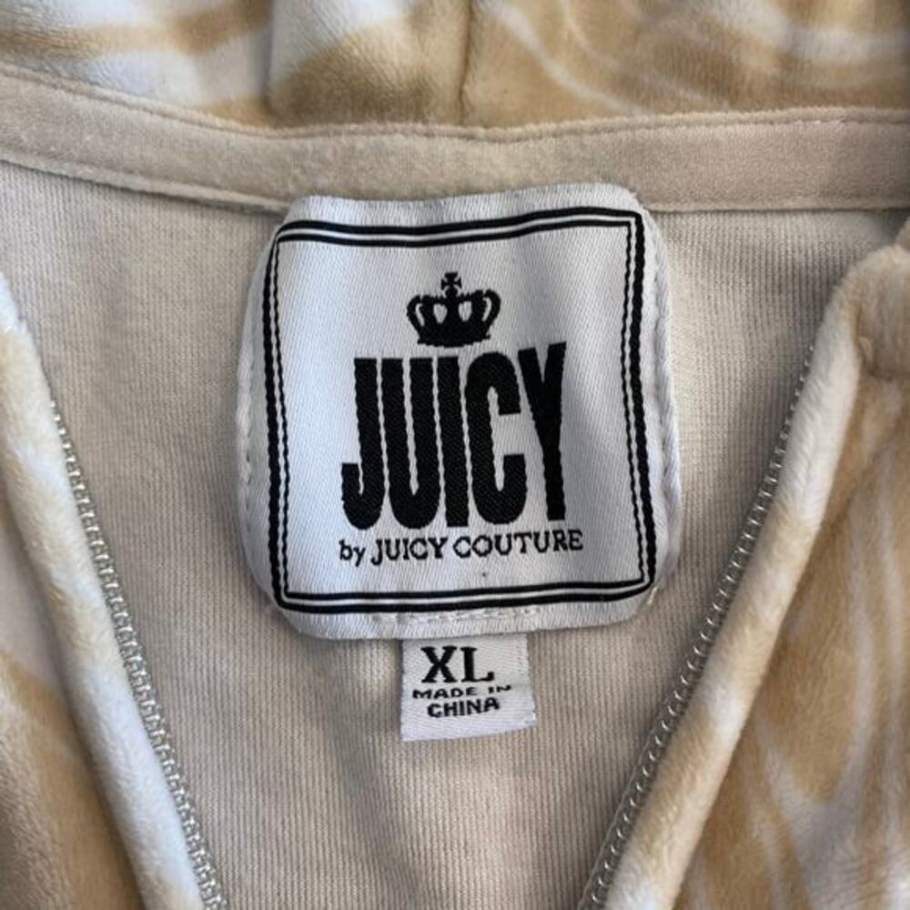 Juicy‎ Couture Cream and White Zip Up Crop Hoodie Sweatshirt size XL - Picture 3 of 8